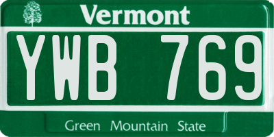 VT license plate YWB769