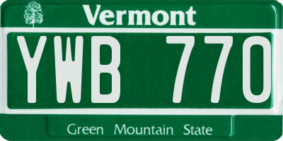 VT license plate YWB770