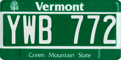 VT license plate YWB772