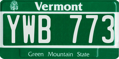 VT license plate YWB773
