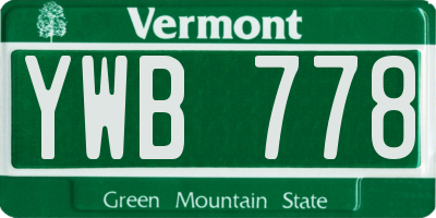 VT license plate YWB778