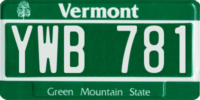 VT license plate YWB781