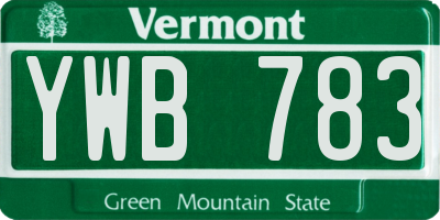 VT license plate YWB783