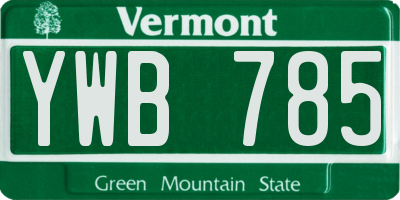 VT license plate YWB785