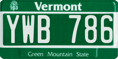 VT license plate YWB786