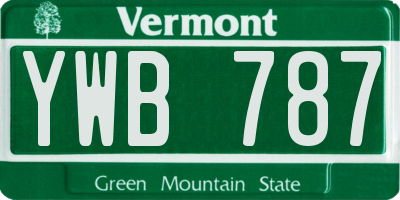 VT license plate YWB787