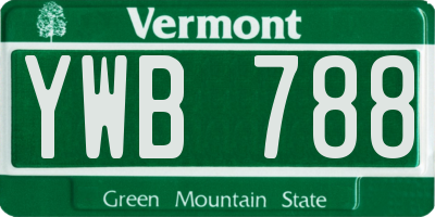 VT license plate YWB788