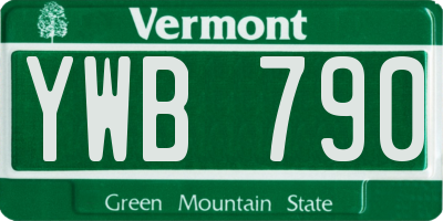 VT license plate YWB790