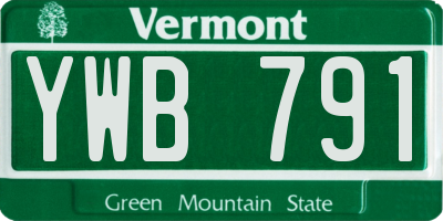 VT license plate YWB791