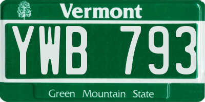 VT license plate YWB793