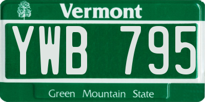 VT license plate YWB795