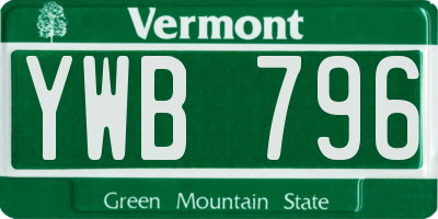 VT license plate YWB796