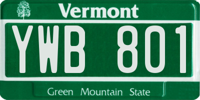 VT license plate YWB801