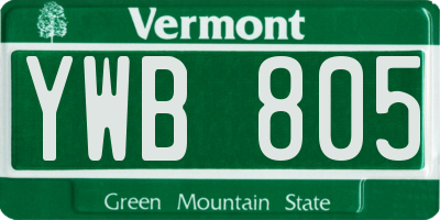 VT license plate YWB805