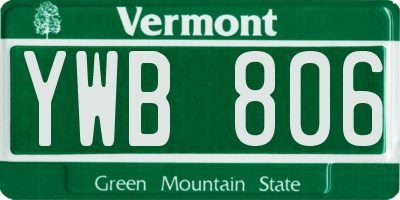 VT license plate YWB806