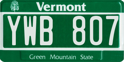 VT license plate YWB807