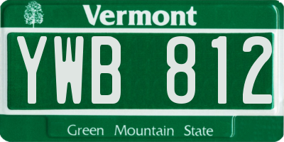 VT license plate YWB812