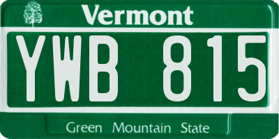 VT license plate YWB815