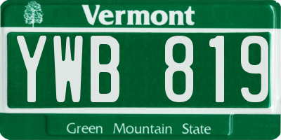 VT license plate YWB819