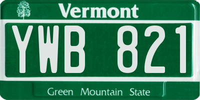VT license plate YWB821