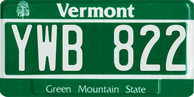 VT license plate YWB822