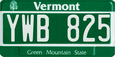 VT license plate YWB825