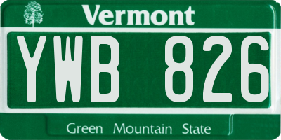 VT license plate YWB826