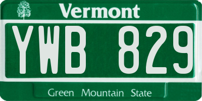 VT license plate YWB829