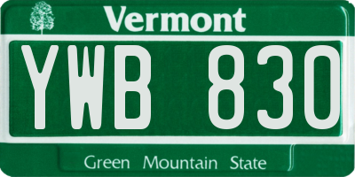 VT license plate YWB830