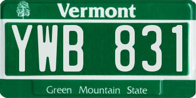 VT license plate YWB831