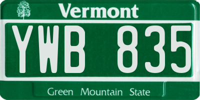 VT license plate YWB835
