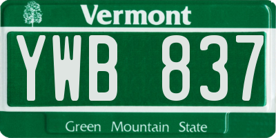 VT license plate YWB837