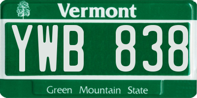 VT license plate YWB838