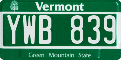 VT license plate YWB839