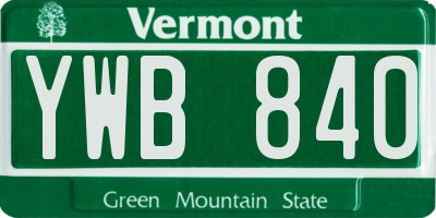 VT license plate YWB840