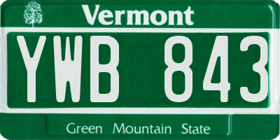 VT license plate YWB843