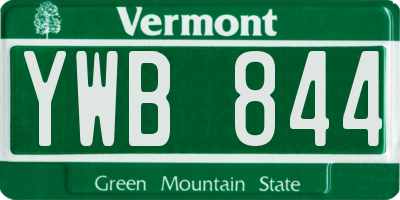 VT license plate YWB844