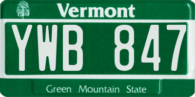 VT license plate YWB847