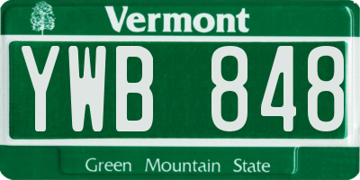 VT license plate YWB848