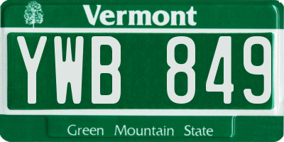 VT license plate YWB849