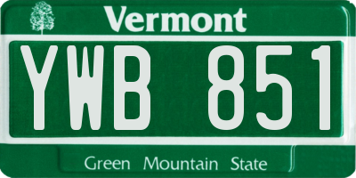 VT license plate YWB851