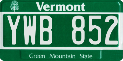 VT license plate YWB852