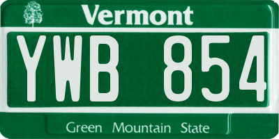 VT license plate YWB854