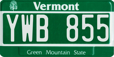VT license plate YWB855