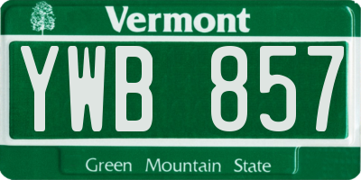 VT license plate YWB857