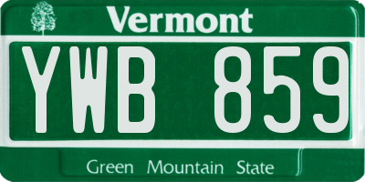 VT license plate YWB859