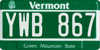 VT license plate YWB867