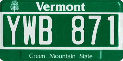 VT license plate YWB871
