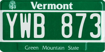VT license plate YWB873