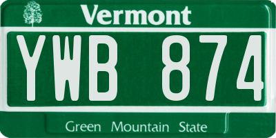 VT license plate YWB874